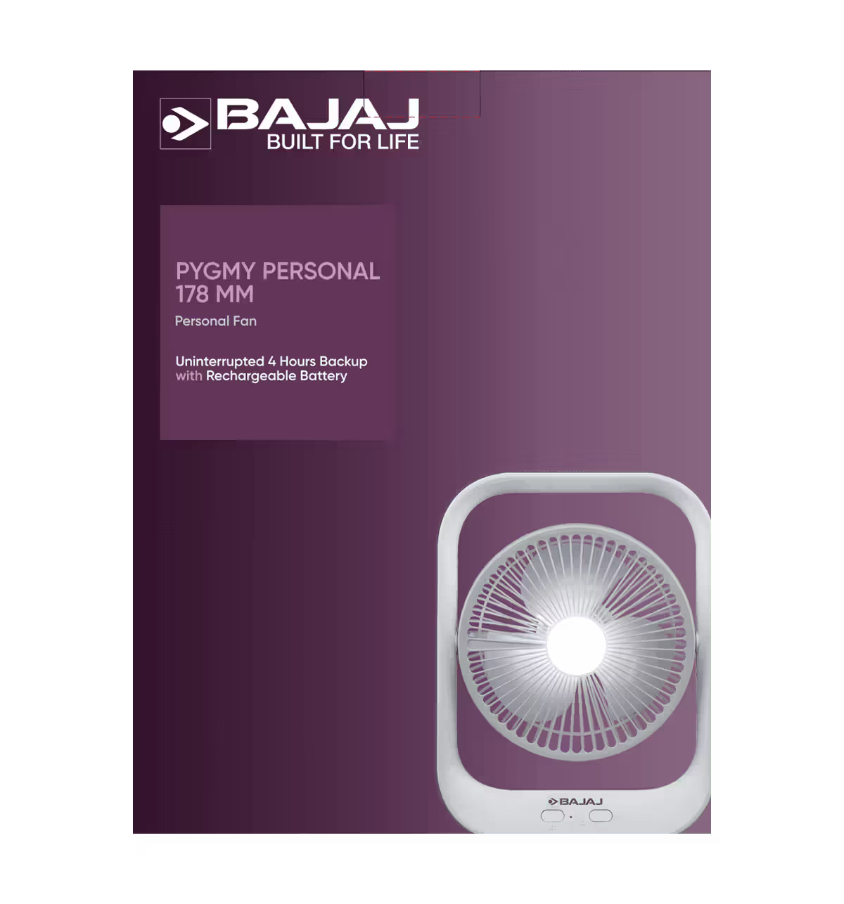 BAJAJ PYGMY TABLE FAN WITH USB CHARGING AND LED LIGHT 2100 RPM HIGH SPEED (WHITE) 1.00 UNIT