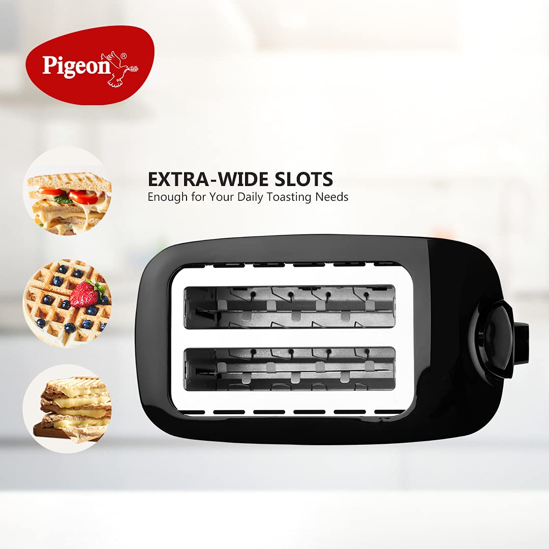 Pigeon 2 Slice Auto Pop up Toaster. A Smart Bread Toaster for Your Home - 750 Watt (Black) 1.0 Piece