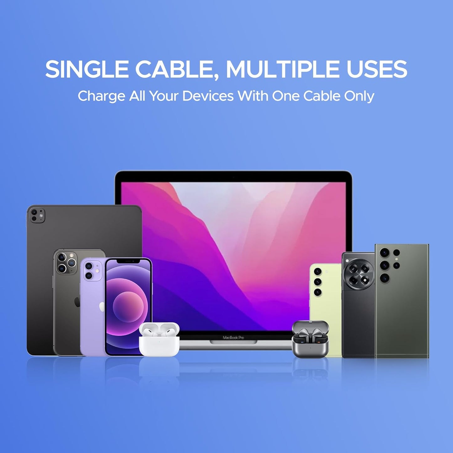 boAt FlexiCharge 400 Cable With 4-in-1 Connectivity & 60With3A PD Fast Charging-Carbon Black 1.0 pack