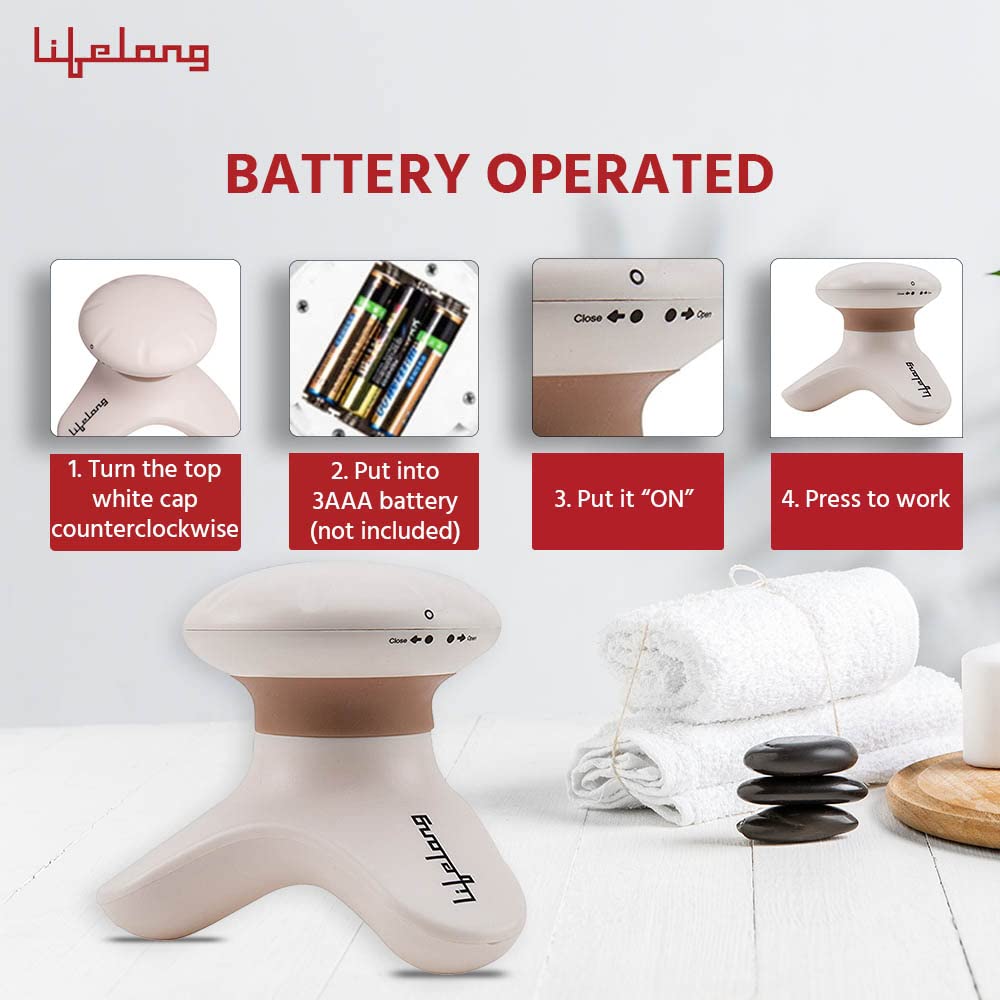 Lifelong Mini Head and Body Massager (Beige and Brown) 1.0 unit