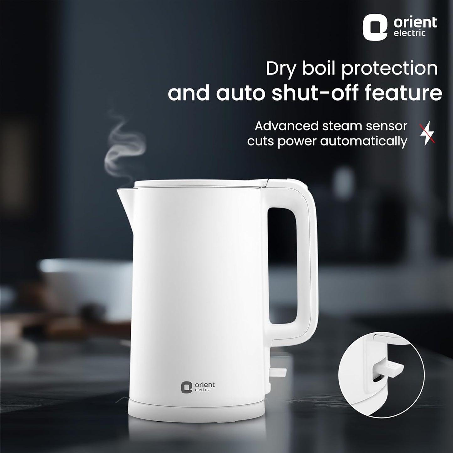 Orient Electric EKDH15BP Durahot Cool Touch Electric Kettle,1.5L, Stainless Steel (Black) 1.0 Piece
