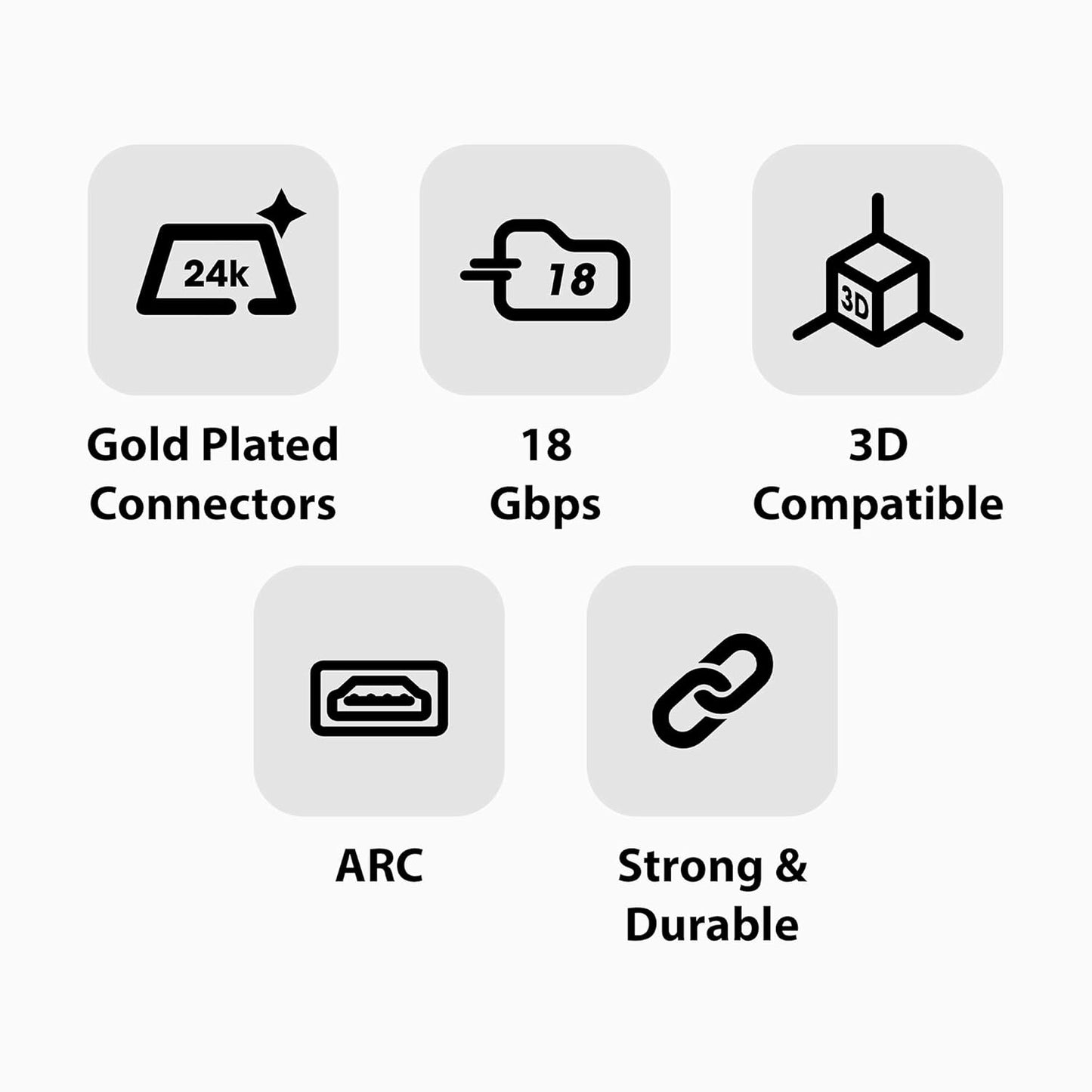 Zebronics HAA1520 HDMI Cable, 1.5m Length, Gold Plated Connectors, Supports 3D, 4K, ARC (Black) 1.0 unit