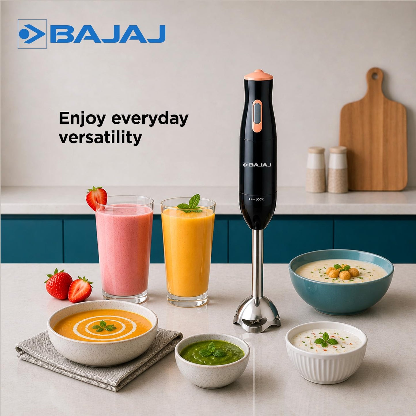 Bajaj HB 21 Hand Blender, Stainless Steel, 300W (Black) 1.0 unit