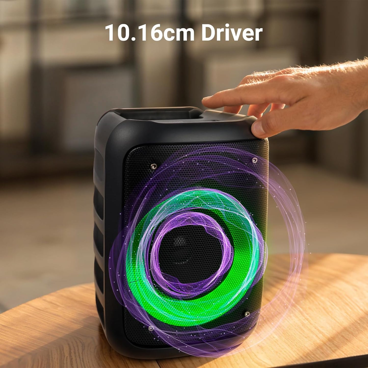 ZEBRONICS Zeb-Buddy 100 Portable BT v5.0 Speaker with TWS, 20W RMS, Wired mic Karaoke, 5H Backup, RGB LED, AUX, USB, Micro SD, Built in Rechargeable Battery and Mobile Holder, Black