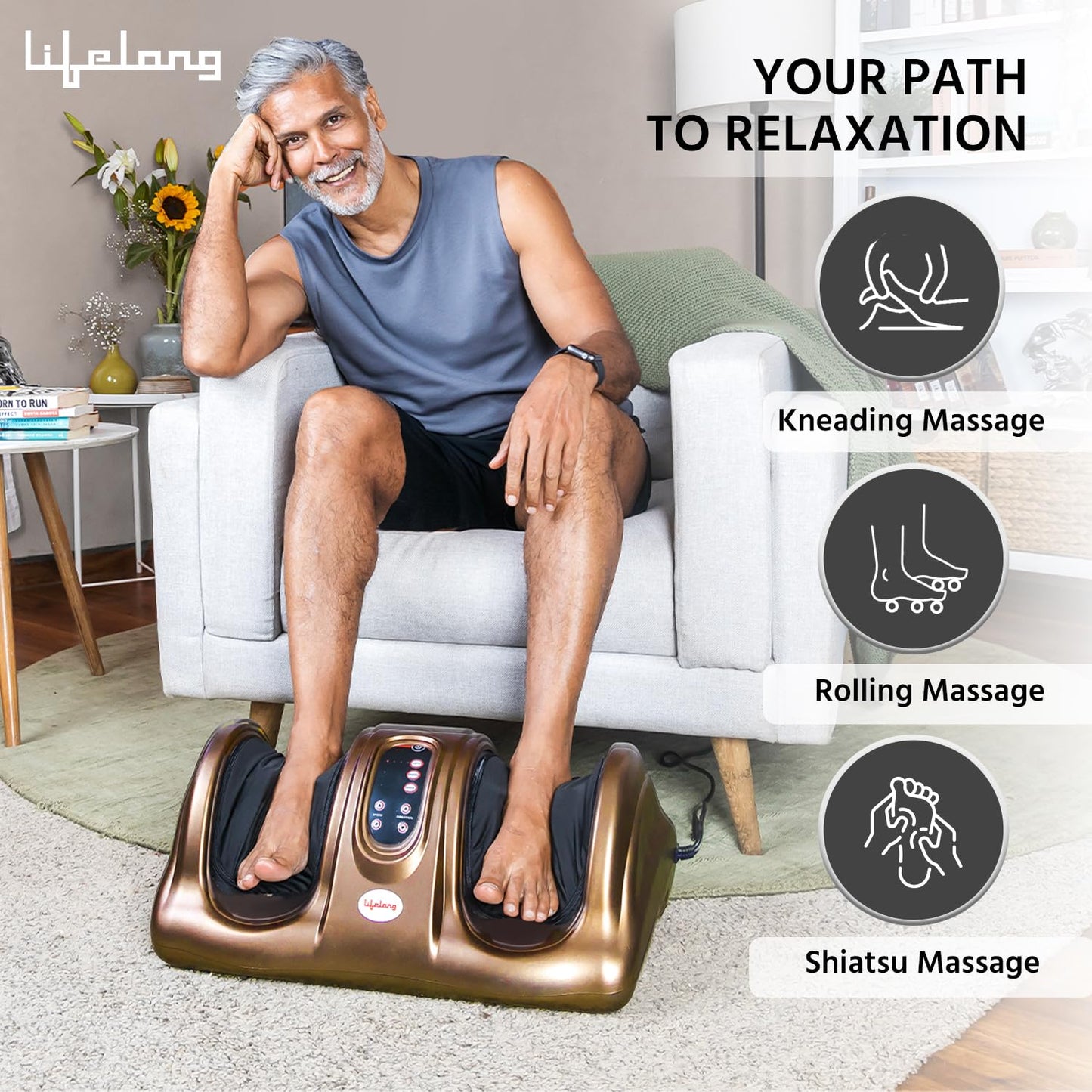 Lifelong LLM72 Foot Massager for Pain Relief (Brown) 1.0 unit