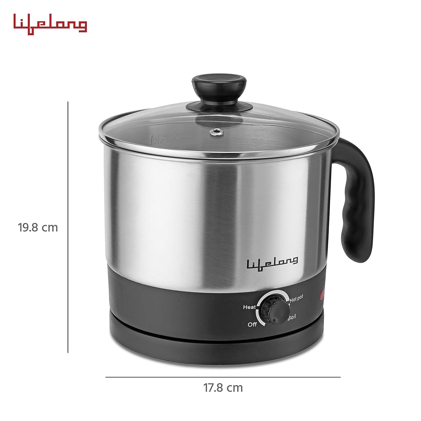 Lifelong LLMCO1 Multifunction Stainless Steel Cooker/Kettle,1.5L, 600 W(Silver&Block) 1.0 unit