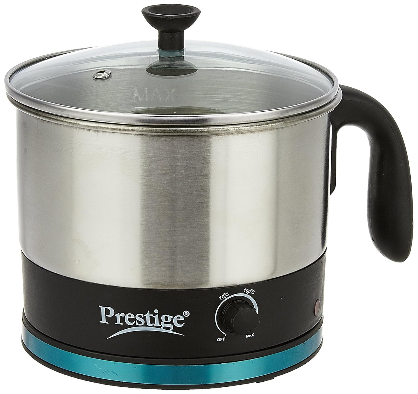 Prestige 1L PMC 1.0 Plus Multi Kettle / Multi Cooker| Glass Lid with Stainless Steel rim|Temperature Control |Power Indictor (Silver, Black) 1.0 Piece