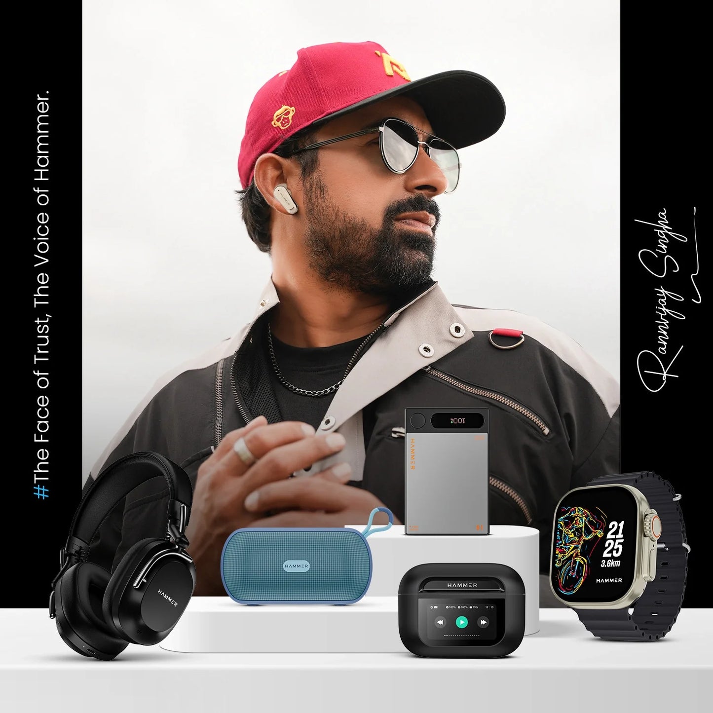 Hammer Ultra Classic Smart Watch, 2.01 inches HD Display, 5 Days Battery Life, Water Resistant, Bluetooth Calling (Black & Orange) 1.0 unit