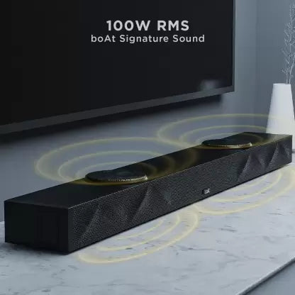 boAt Aavante Bar Raga Bluetooth Soundbar with 100W RMS Signature Sound, 2.2 Channel, Multi-Compatibility Modes, Built-in Subwoofers, EQ Controls and Master Remote Control(Pitch Black) 1.0 Piece