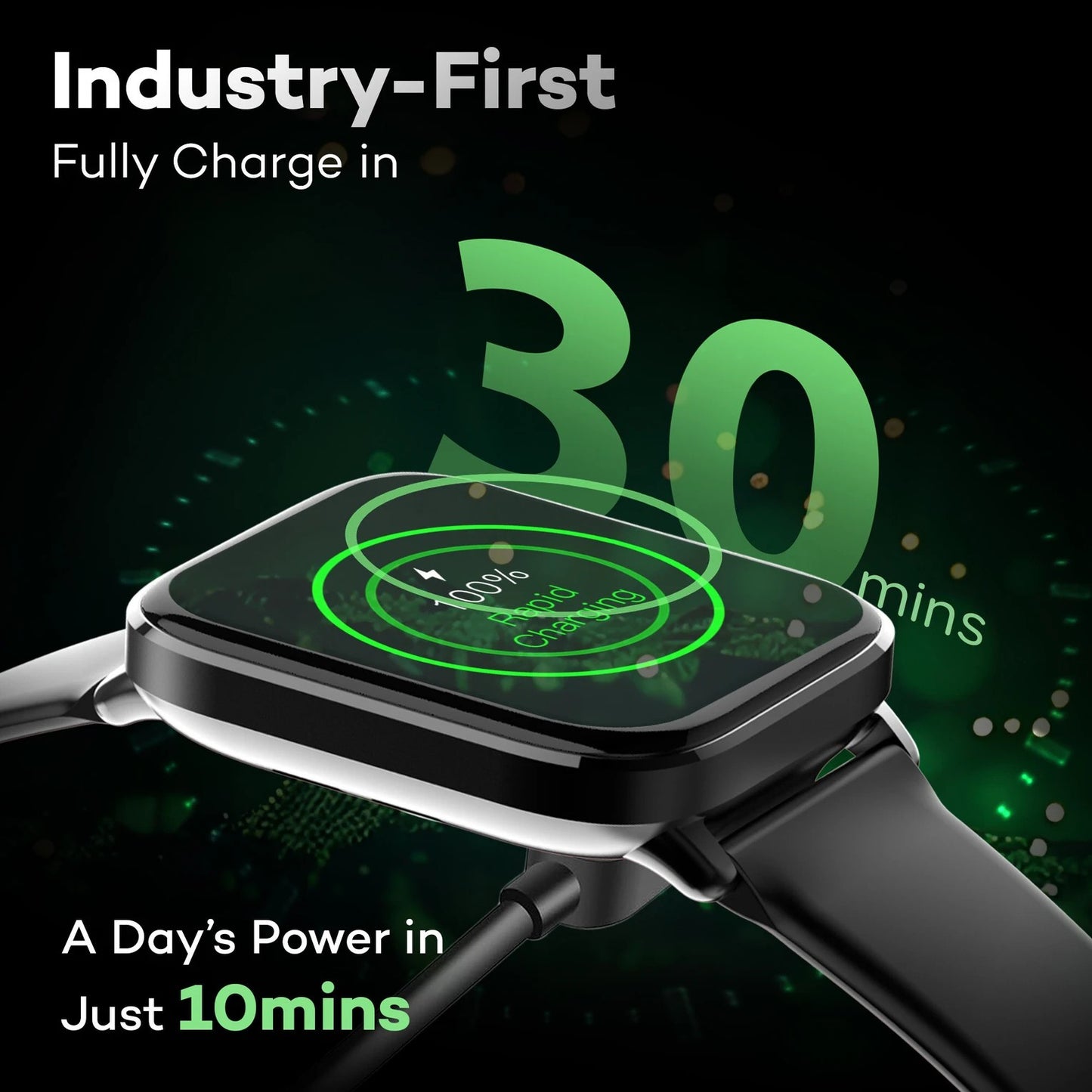 Pebble Ultra Rapid 30 Min Full Charge 1.83" HD Display, Premium Metal Build, BT Calling Smartwatch (Jet Black Strap, Free Size)