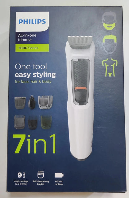 Philips India's No.1 Men's Trimmer 7-in-1 Face and Body 60 min Runtime Self Sharpening Blades MG3721/65 1.0 unit