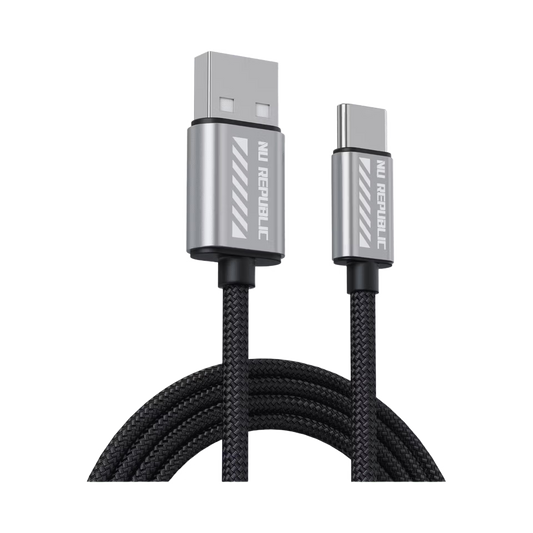 Nu Republic Blaze Flash 3.5 A Fast Charging 1.25 m USB to Type C Charging Cable, 50 Watts 480 Mbps (Grey) 1.0 unit