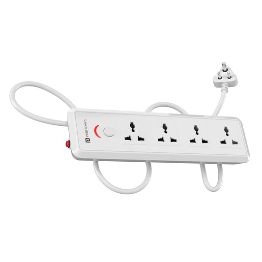 Portronics Power Plate 11 4 Power Sockets Power Converter with 3 M Long Power Cable - White 1.0 Piece