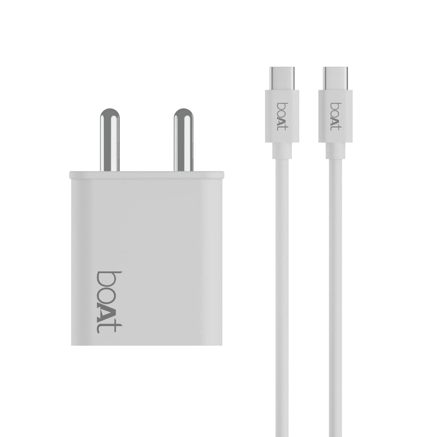 boAt WCDV 22.5W Dual Port Charger with 22.5W Power Delivery Support, 18W Quick Charge 3.0 & Smart IC Protection-White 1.0 unit