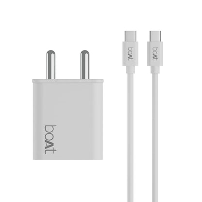 boAt WCDV 22.5W Dual Port Charger with 22.5W Power Delivery Support, 18W Quick Charge 3.0 & Smart IC Protection-White 1.0 unit