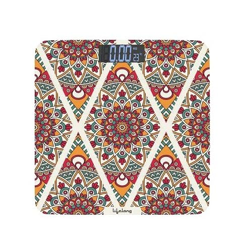 Lifelong Bloom LLWS54 Body Weighing Scale (Indian Cultural Series - Rajasthan Rural)|Thick Tempered Glass with LCD Display|Bathroom Weighing Scale 1.0 Piece
