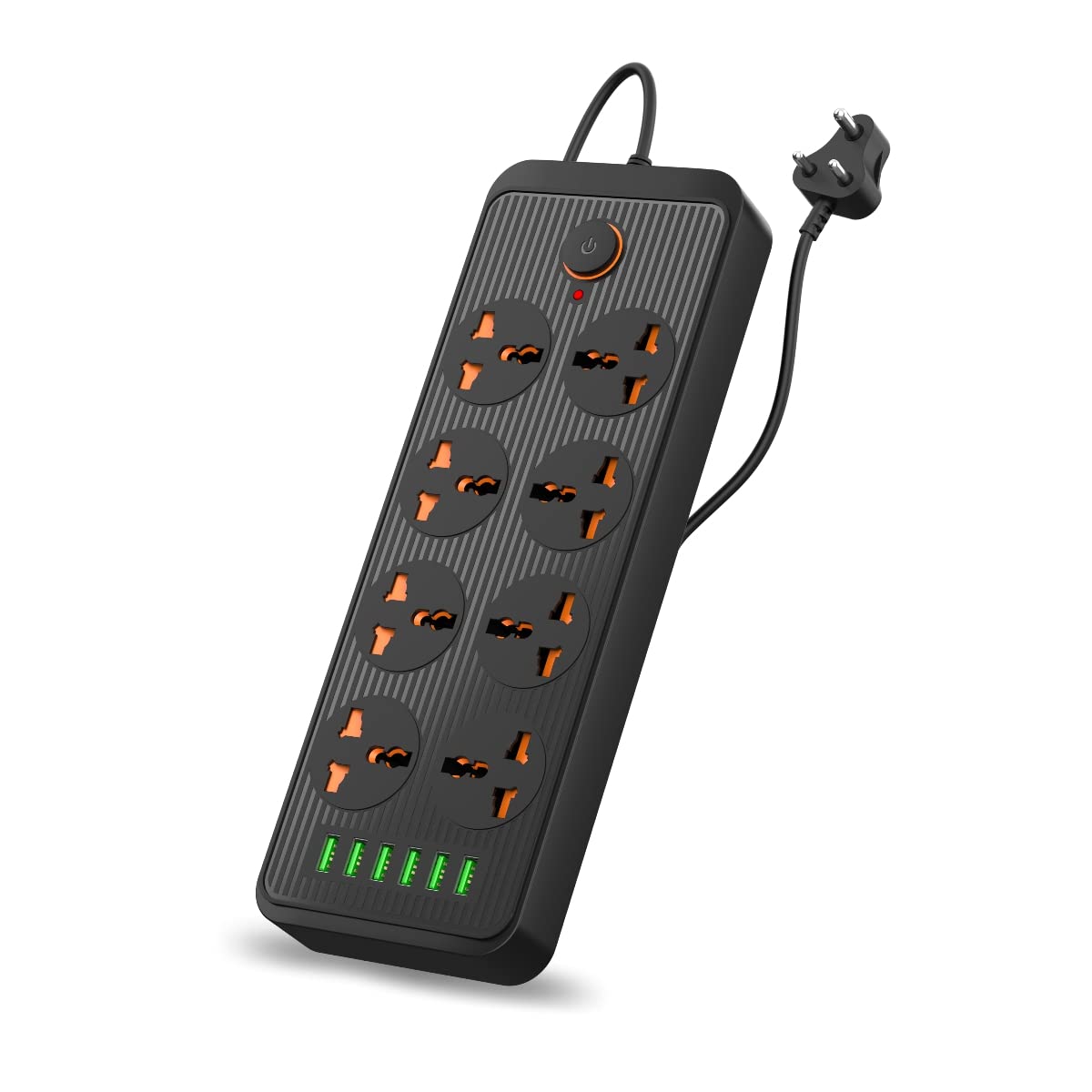 Portronics Power Plate 7 With 6 USB Port + 8 Power Sockets Power Converter - Black 1.0 Piece