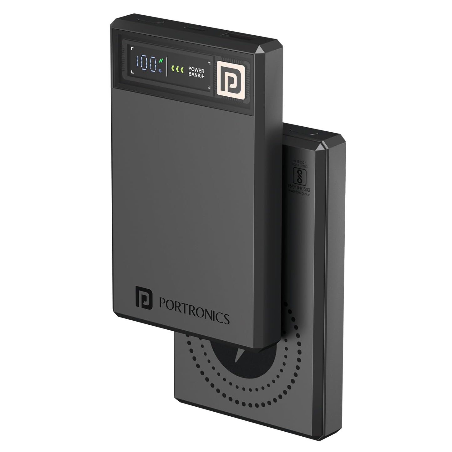 Portronics Luxcell Magclick 10K 15W Magnetic 10000mAh Wireless Power Bank - Dark Grey 1.0 unit