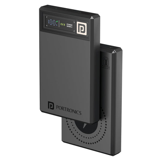 Portronics Luxcell Magclick 10K 15W Magnetic 10000mAh Wireless Power Bank - Dark Grey 1.0 unit