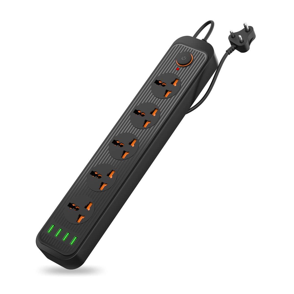 Portronics Power Plate 6 With 4 USB Port + 5 Power Sockets Power Converter - Black 1.0 unit