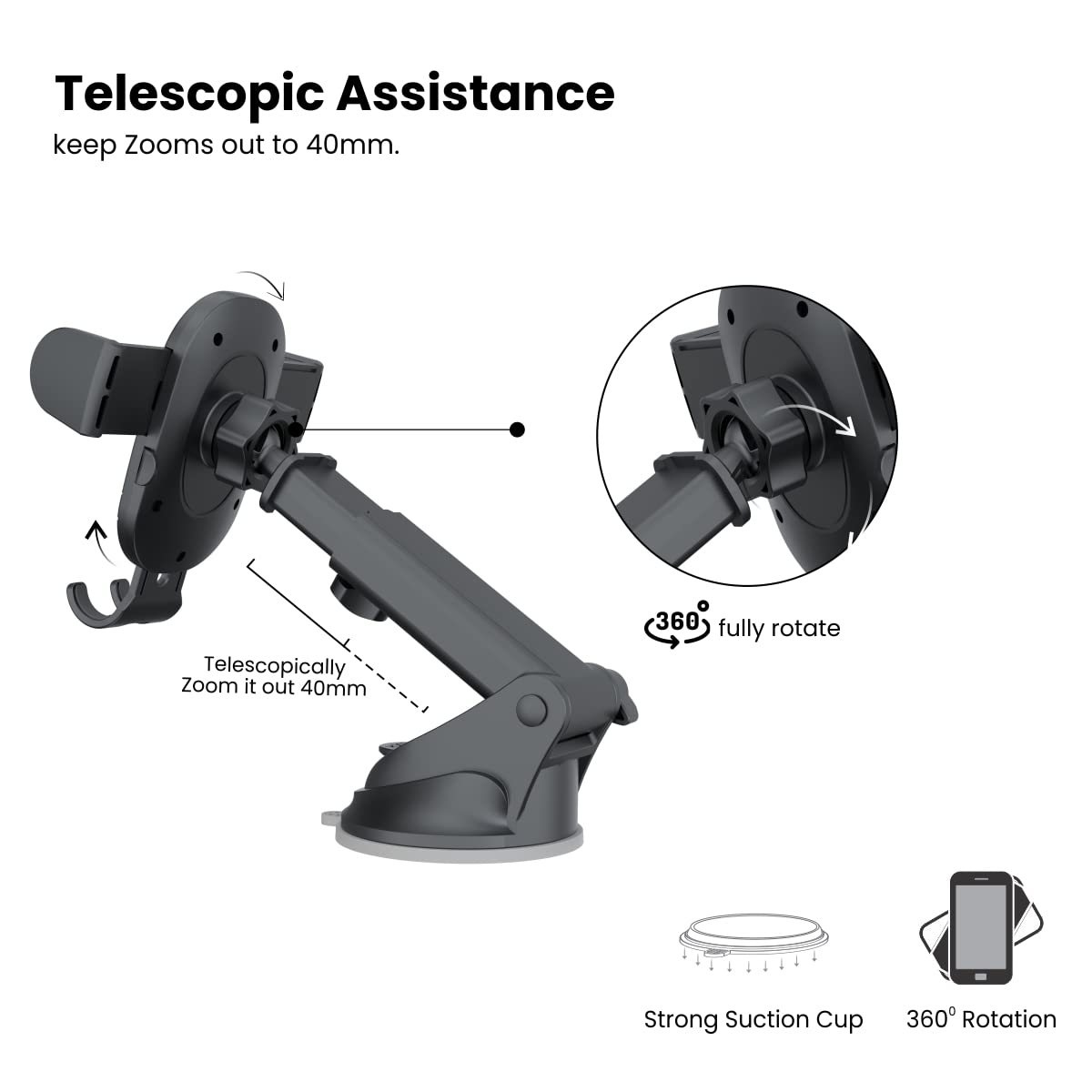 Portronics Clamp M2 Mobile Phone Holder - Black 1.0 unit