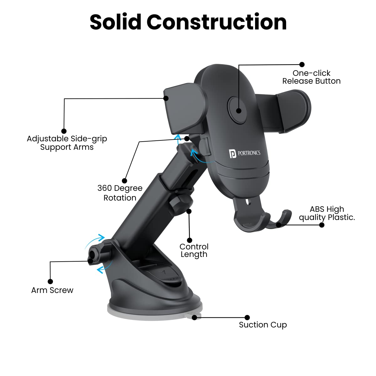 Portronics Clamp M2 Mobile Phone Holder - Black 1.0 unit