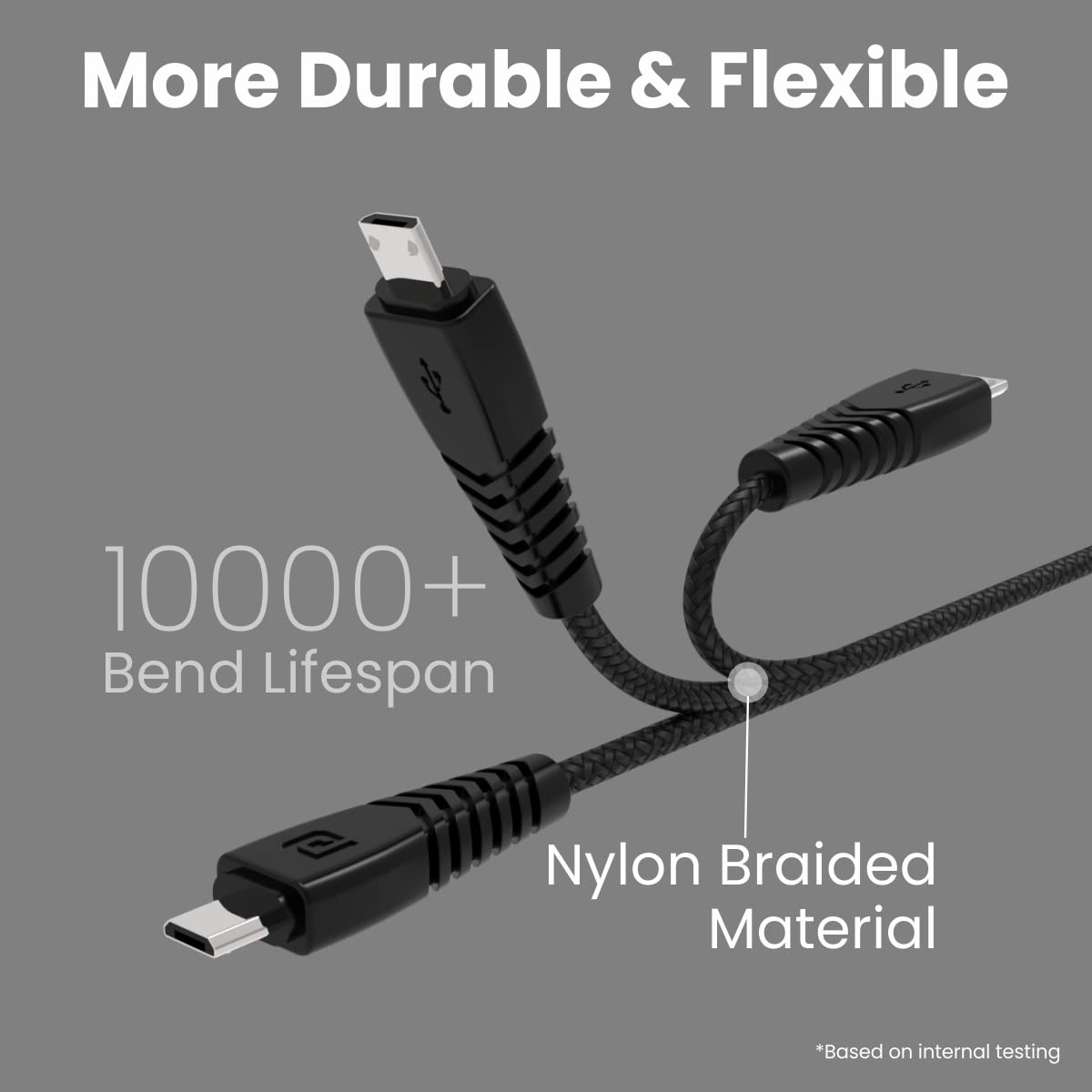 Portronics Konnect B Micro 1M Micro USB Nylon Braided Cable - Black 1.0 unit
