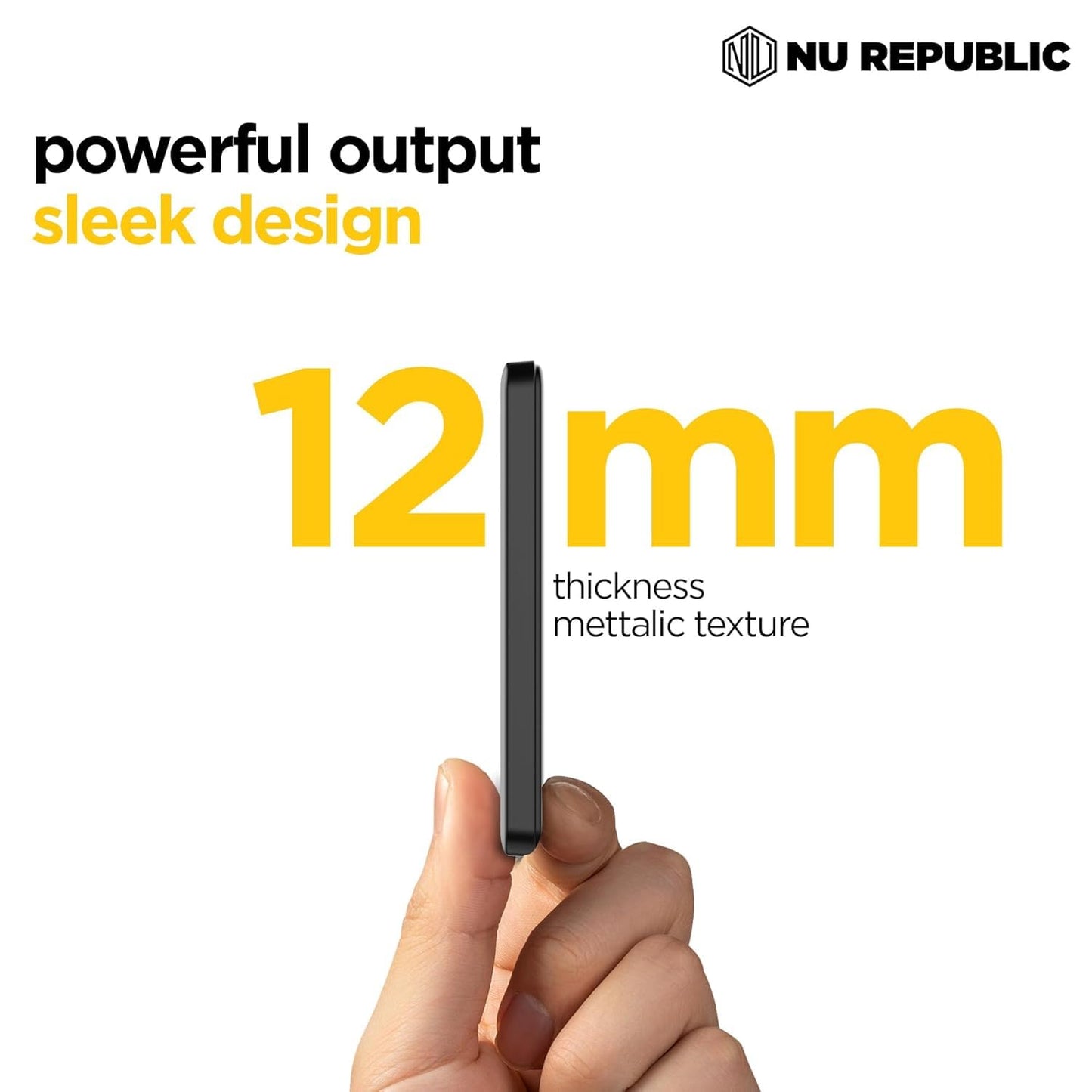 Nu Republic Magsafe Powerpop X1 Wireless Slim Power Bank Compatible with Fast Charging, 5000 mAh (Black) 1.0 Piece