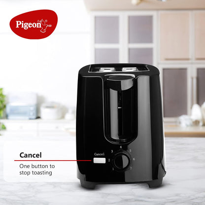 Pigeon 2 Slice Auto Pop up Toaster. A Smart Bread Toaster for Your Home - 750 Watt (Black) 1.0 Piece
