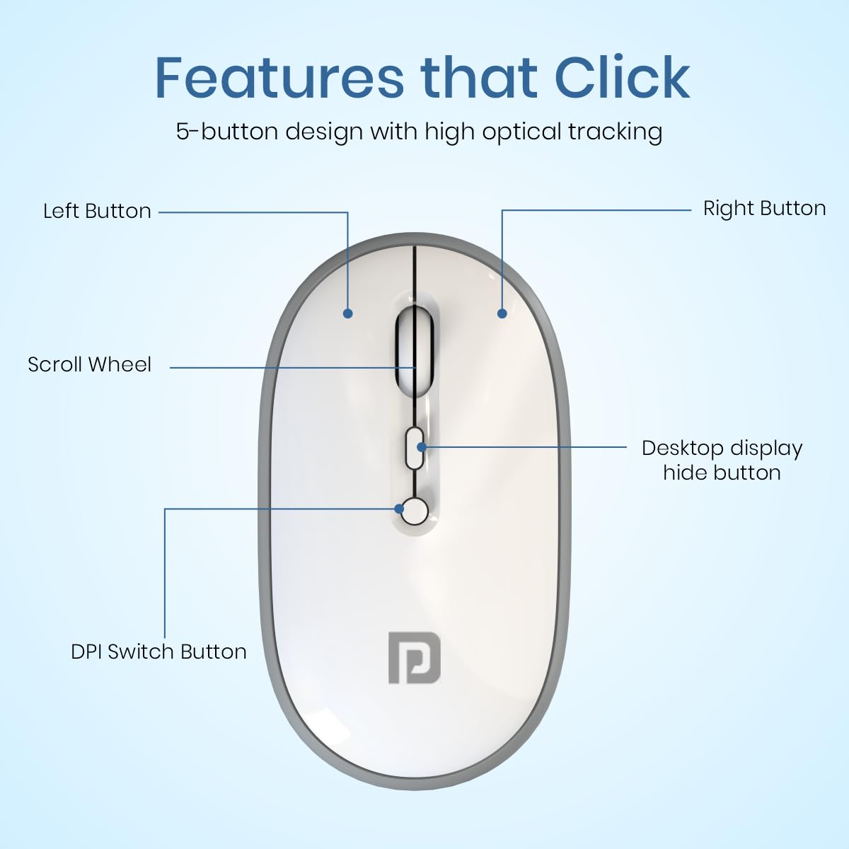 Portronics Toad II 2.4Ghz Wireless Optical Mouse - Grey 1.0 unit