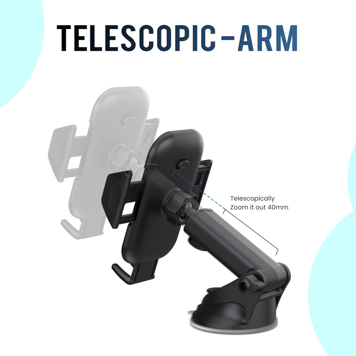 Portronics Clamp M Car mobile holder - Black 1.0 Piece