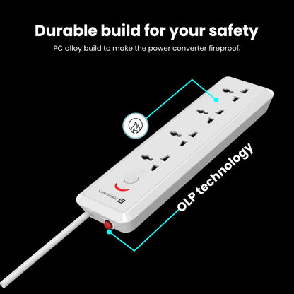Portronics Power Plate 11 4 Power Sockets Power Converter with 3 M Long Power Cable - White 1.0 Piece