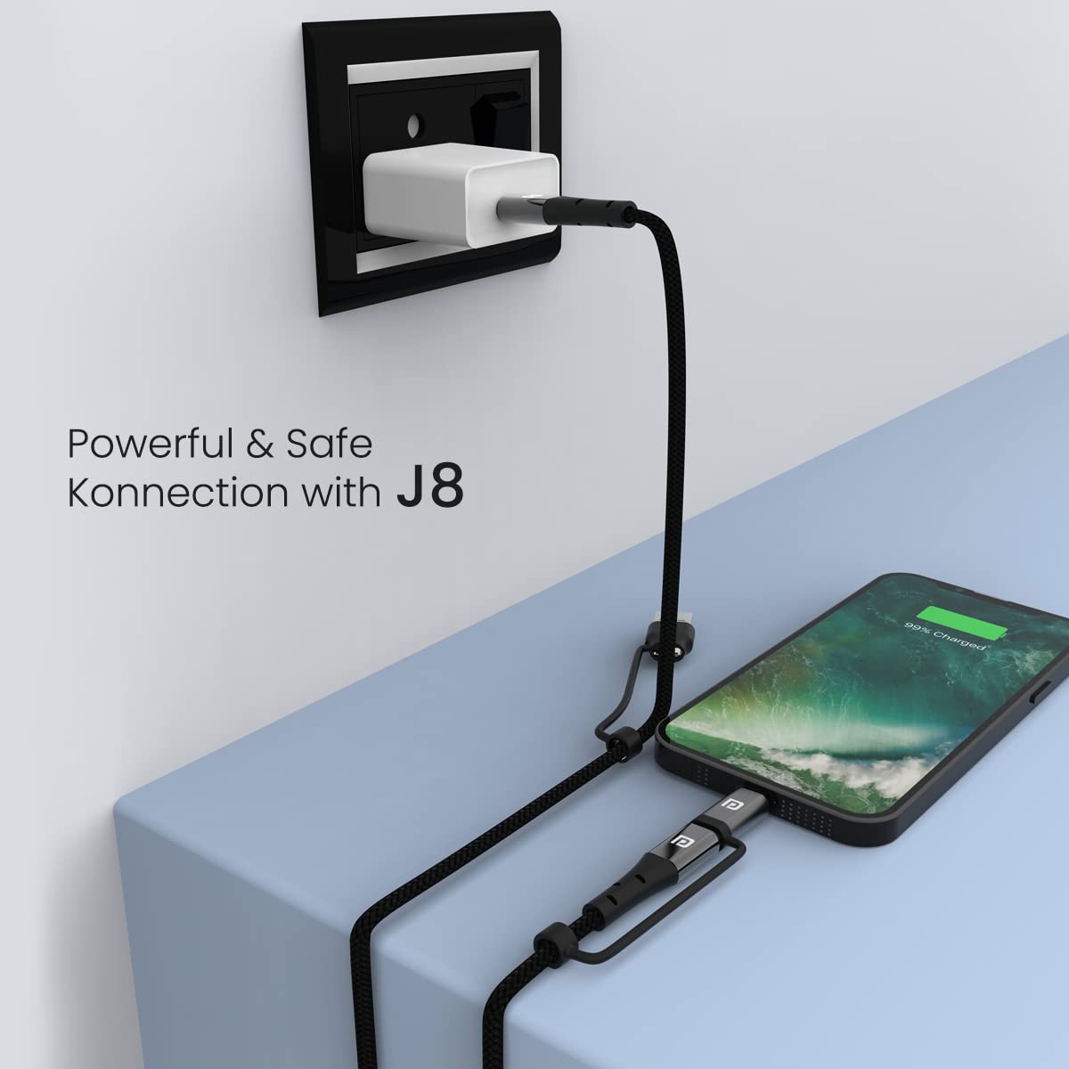 Portronics Konnect J8 60W USB A + Type C to 8Pin + Type C - Black 1.0 unit