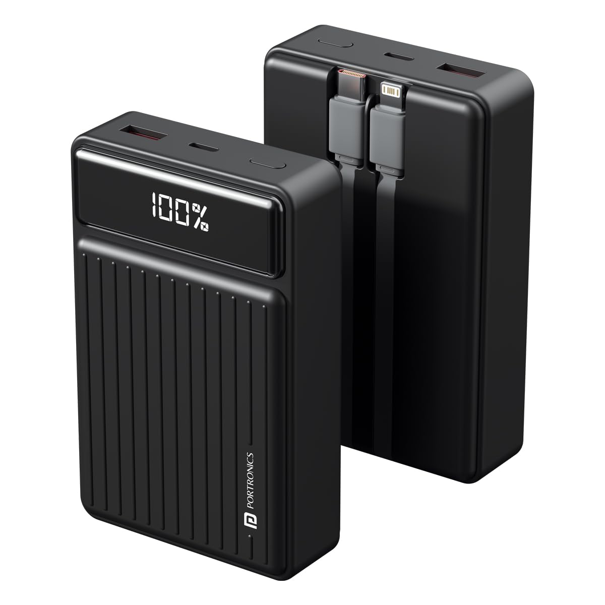 Portronics Luxcell Bind Mini 20K 22.5W Fast Charging Power Bank with Charging Cables - Black 1.0 Piece