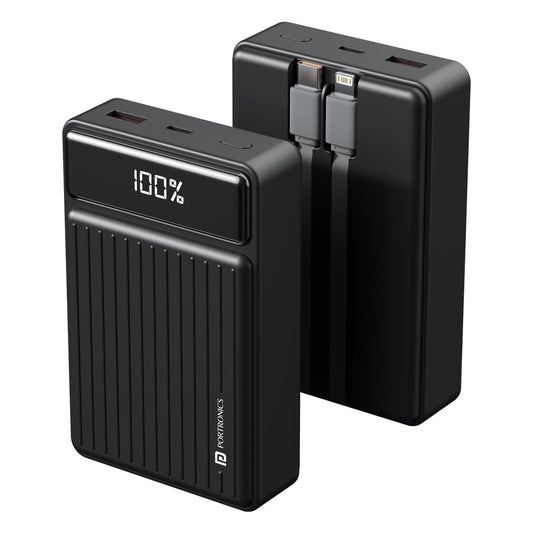 Portronics Luxcell Bind Mini 20K 22.5W Fast Charging Power Bank with Charging Cables - Black 1.0 Piece