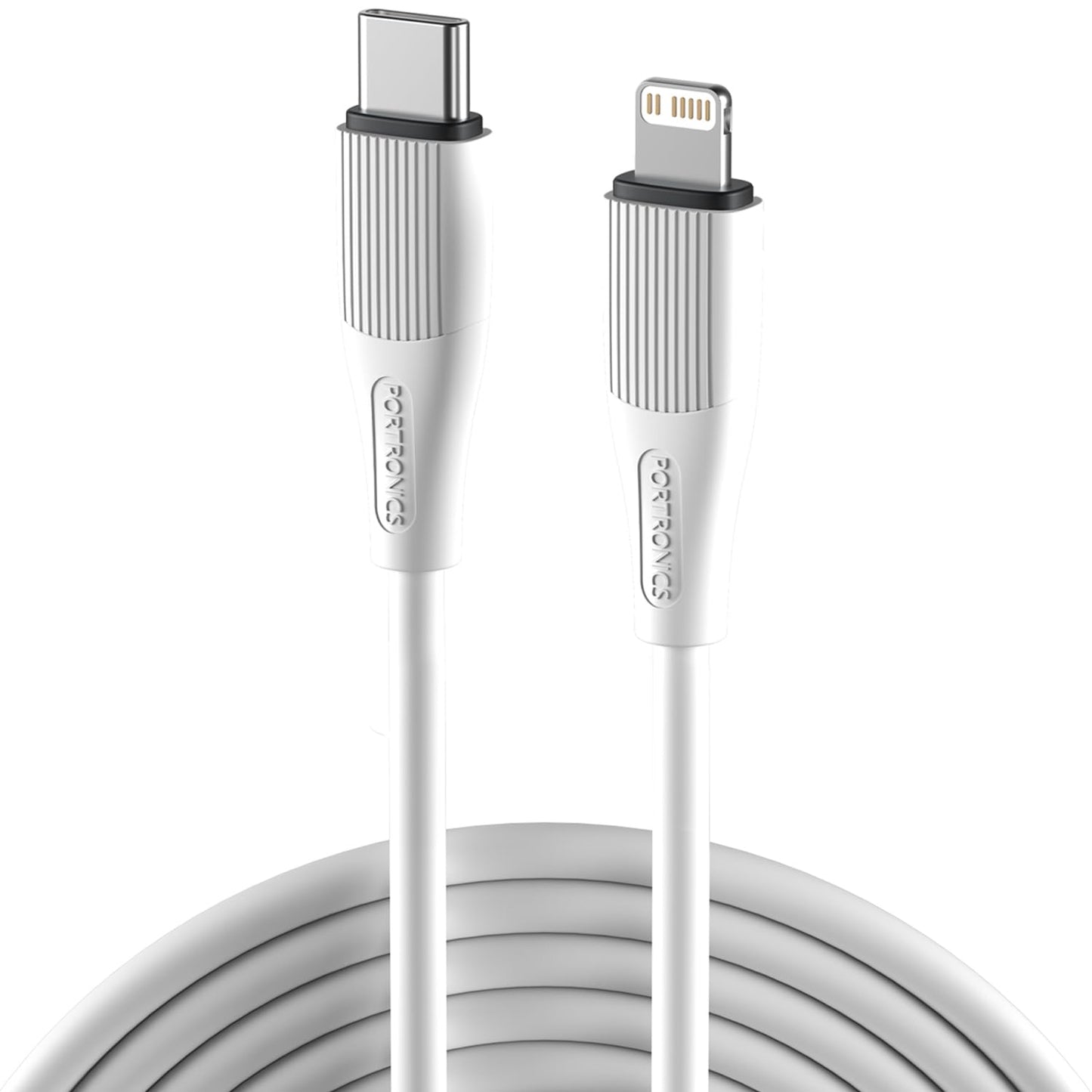 Portronics Silklink 8 Pin USB TO 8 Pin 20W 1M - White - White 1.0 Piece