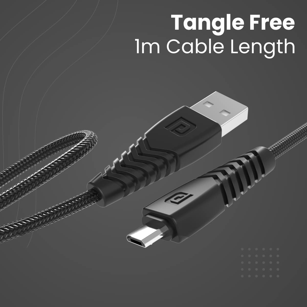 Portronics Konnect B Micro 1M Micro USB Nylon Braided Cable - Black 1.0 unit