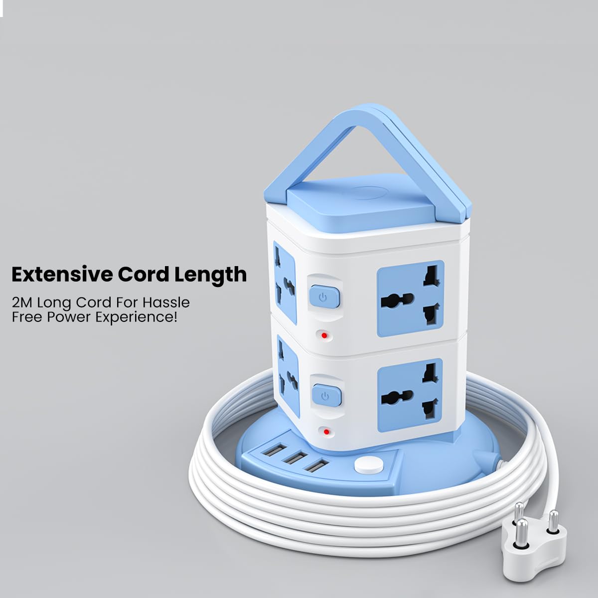 Portronics Power Plate 9 With 3 USB Ports +8 Power Sockets - Blue 1.0 unit