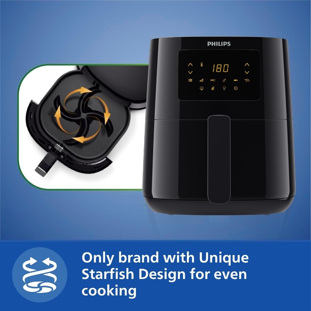 Philips HD9252/90 Digital Air Fryer, 4.1L With Touch Panel, 1400W (Black) 1.0 Piece
