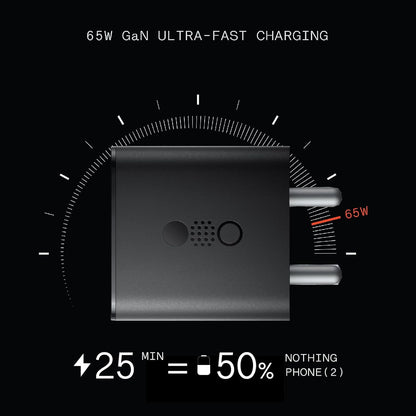 CMF BY NOTHING 65 W GaN 3 A 3 Port Mobile Charger  (Dark Grey) 1.0 Piece