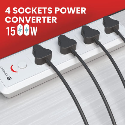 Portronics Power Plate 11 4 Power Sockets Power Converter with 3 M Long Power Cable - White 1.0 Piece