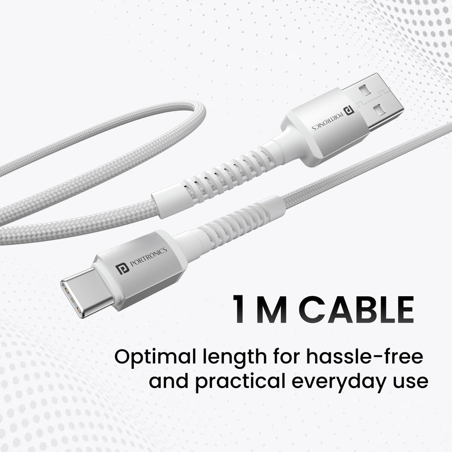 Portronics Konnect X 1M -Usb To Type C 3A - White - White 1.0 unit