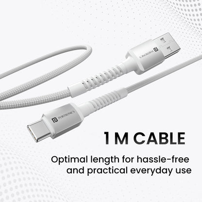 Portronics Konnect X 1M -Usb To Type C 3A - White - White 1.0 unit