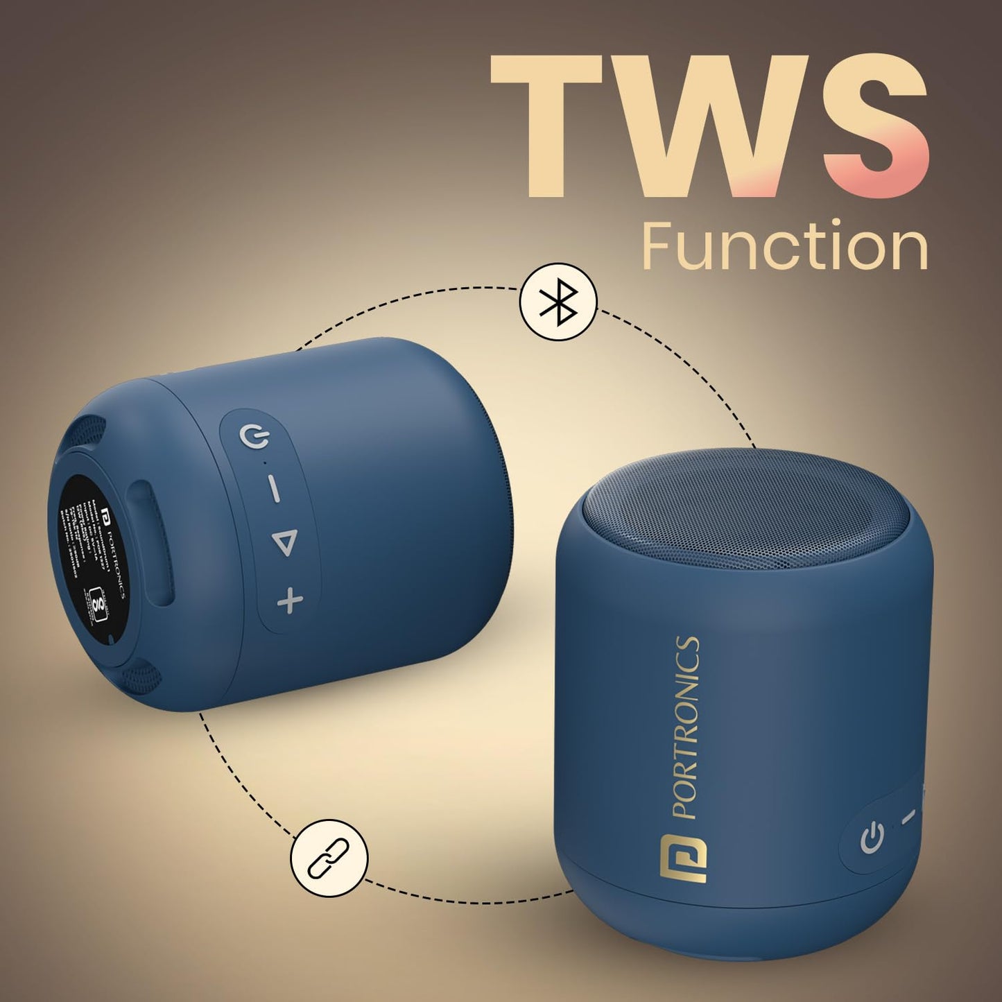 Portronics Sound Drum 1 12W TWS Portable Bluetooth Speaker - Blue 1.0 unit