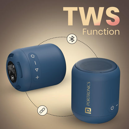 Portronics Sound Drum 1 12W TWS Portable Bluetooth Speaker - Blue 1.0 unit