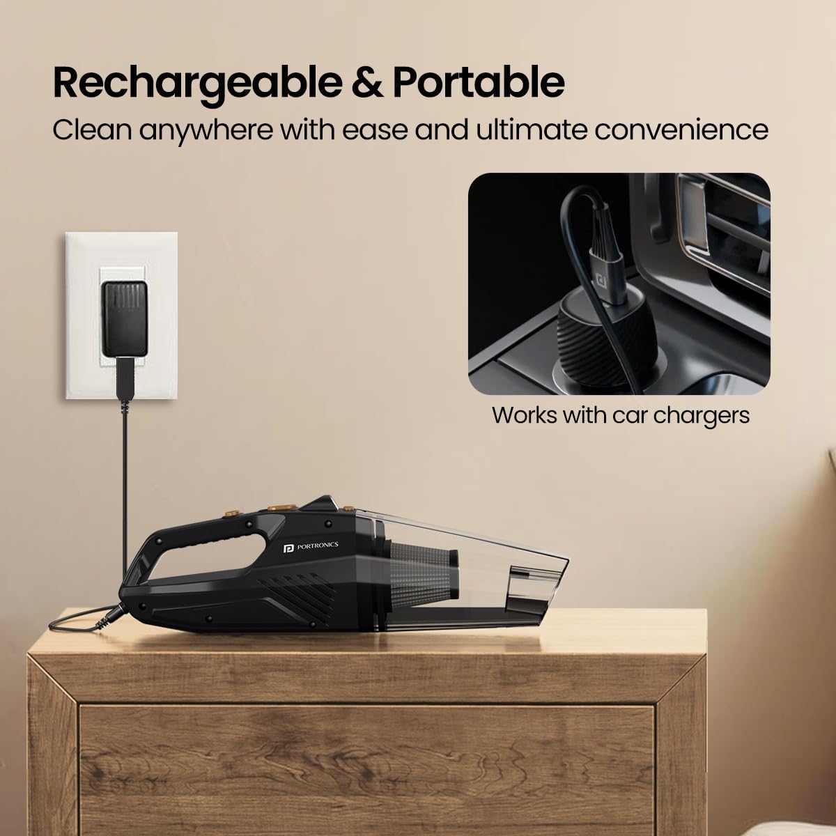 Portronics Mopcop Portable Vacuum Cleaner - Black 1.0 Piece