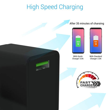Portronics Adapto One ( With Type C Cable) 3.0A Single Port Adapter With Quick Charge - Black 1.0 unit