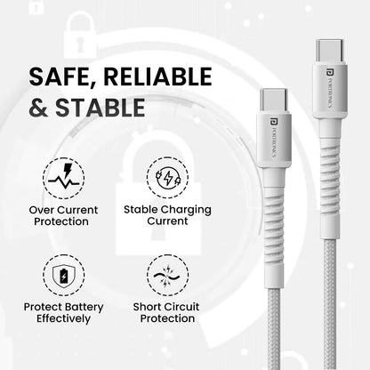 Portronics Konnect X 60W Type C to Type C 1m - White 1.0 Piece