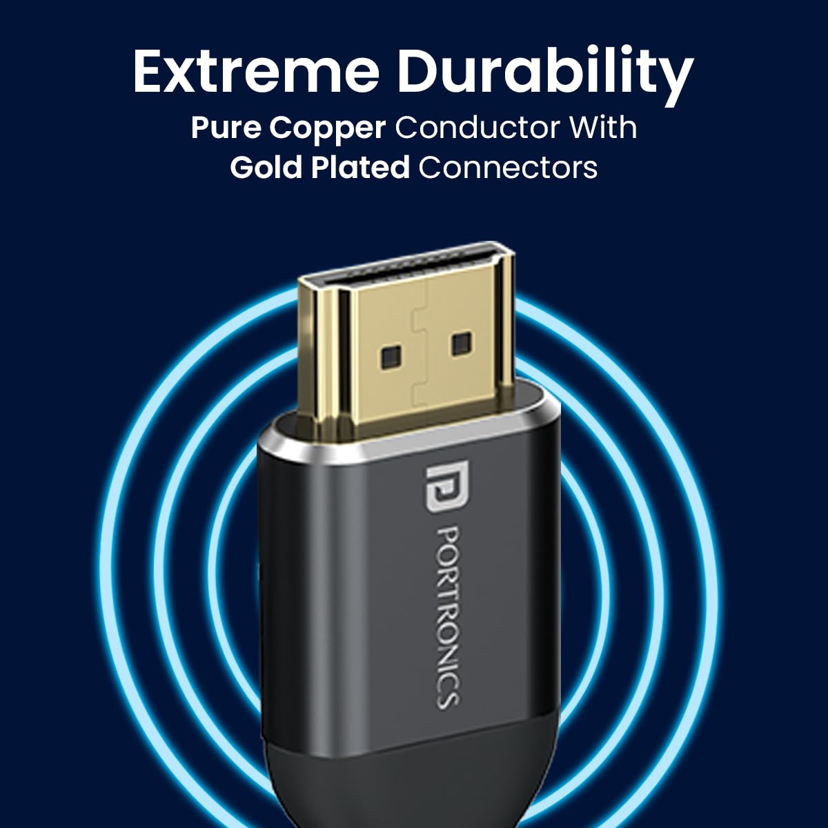 Portronics Konnect Sync 3M Cord Length HDMI Cable - Black 1.0 Piece