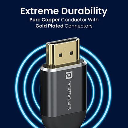Portronics Konnect Sync 3M Cord Length HDMI Cable - Black 1.0 Piece